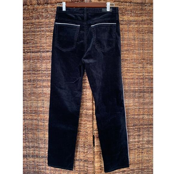 NWT AG The Isabelle High Rise Straight Crop Black Stretch Velvet 27 Side Stripe - Picture 3 of 14